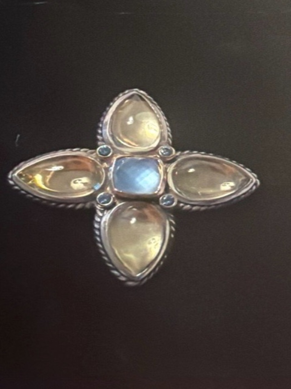 DAVID YURMAN Gemstone Quatrefoil Teardrop Enhancer Pendant Sterling Silver